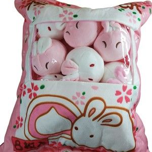 17"x14" Zipped Pillow with 8 Plushy Little Bunnies Inside - Alt For Easter Eggs?